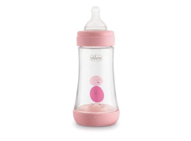 BIBERÃO CHICCO PERFECT5 ROSA 2M+ 240ML FLUXO MÉDIO