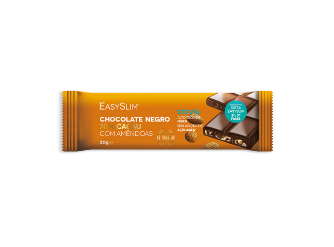 EASYSLIM CHOCOLAT NEGRO 70% CACAU AMENDOAS 30G