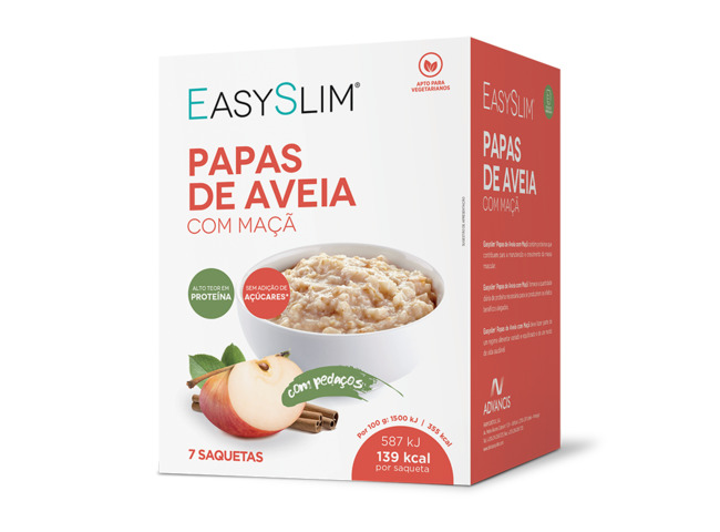 EASYSLIM PAPAS DE AVEIA MAÇÃ E CANELA - 7 UNIDADES